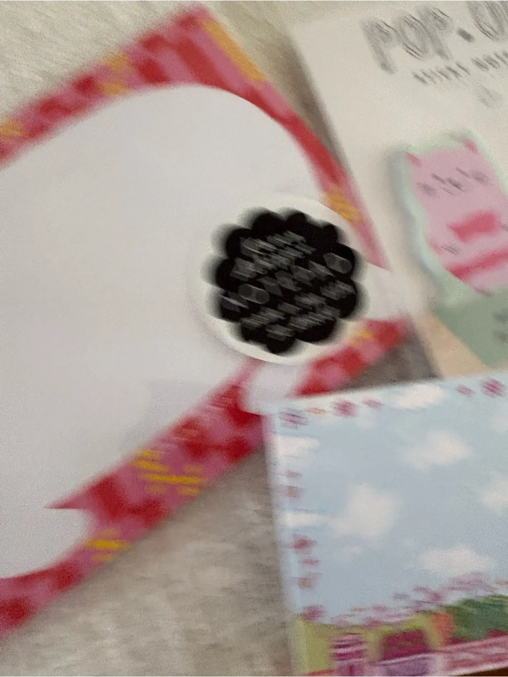 Karen Schipper Pink Plaid Notepad + Cat Pop-Up Sticky Notes